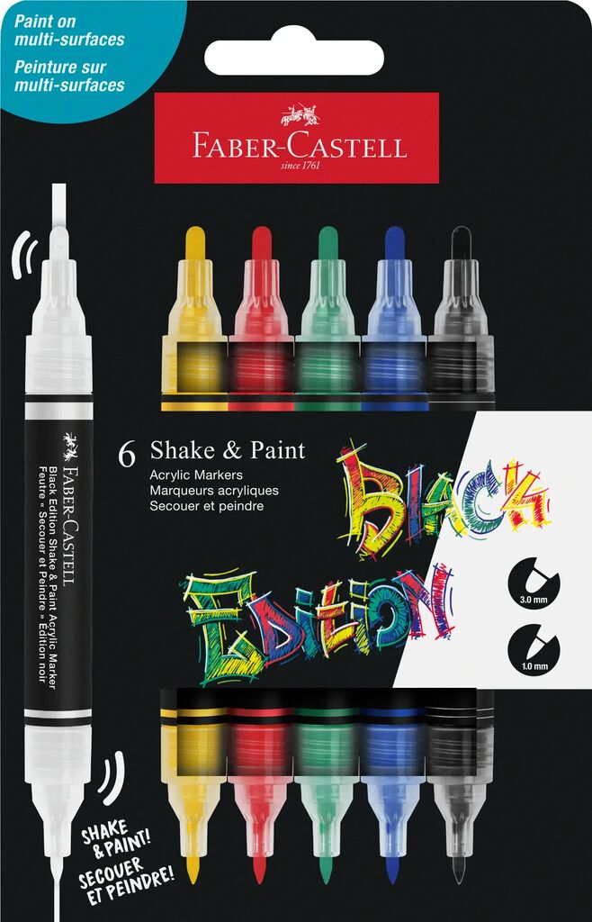 SET 6 MARKERE ACRILICE SHAKE&PAINT CULORI CLASICE FABER-CASTELL SET 6 MARKERE ACRILICE SHAKE&PAINT CULORI CLASICE FABER-CASTELL